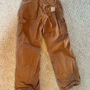 Carhartt Brown Work Pants with Patch Logo boys 7 excellent condition